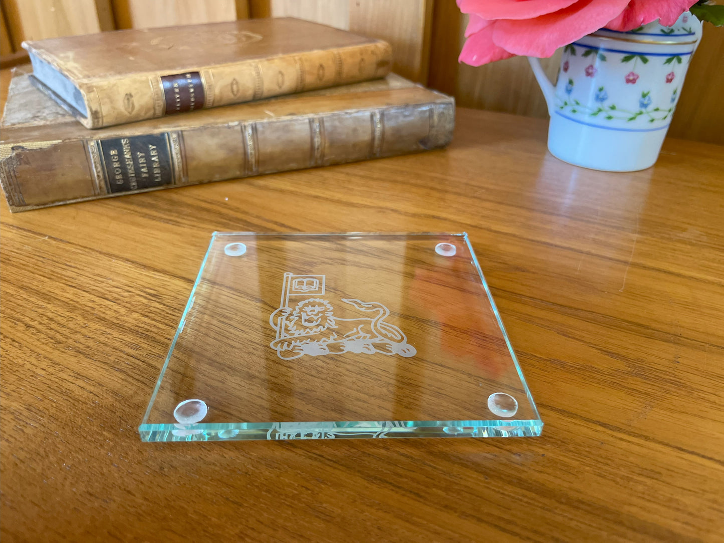 Churchill College glass coaster